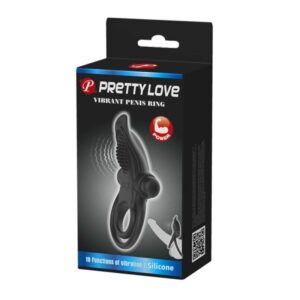 Pretty Love vibrátoros péniszgyűrű, fekete