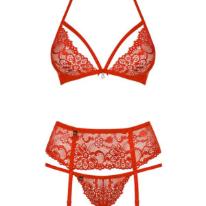 Obsessive 838-SEG-3 set 3-pcs red  S/M