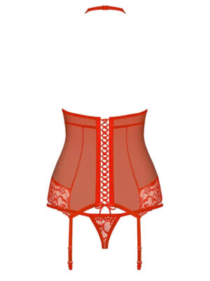 Obsessive 838-COR-3 corset & thong red  S/M
