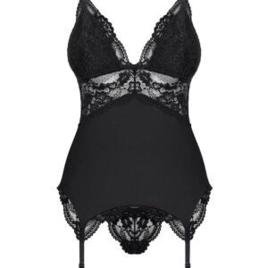 Obsessive 810-COR-1 corset & thong black  S/M