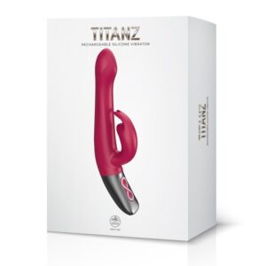 TITANZ 8.5″ SILICONE RECHARGEABLE VIBRATOR IN PINK