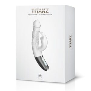 TITANZ 7″ SILICONE RECHARGEABLE VIBRATOR IN IVORY WHITE