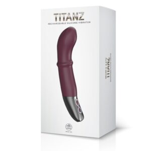 TITANZ 7″ SILICONE RECHARGEABLE VIBRATOR IN RUBINE RED