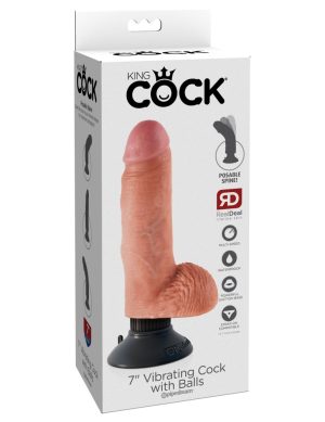 King Cock 7″ Vibrating Cock with Balls  Light King Cock 7″ Vibrating Cock with Balls  Light