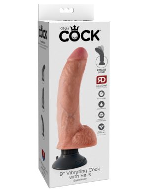 King Cock 9″ Vibrating Cock with Balls  Light King Cock 9″ Vibrating Cock with Balls  Light