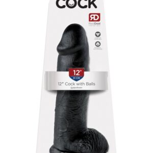 King Cock 12″ Cock with Balls Black