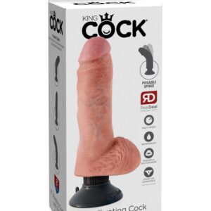 King Cock 8″ Vibrating Cock with Balls  Light