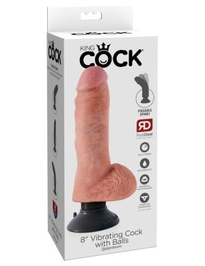 King Cock 8″ Vibrating Cock with Balls  Light King Cock 8″ Vibrating Cock with Balls  Light