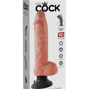 King Cock 10″ Vibrating Cock with Balls  Light
