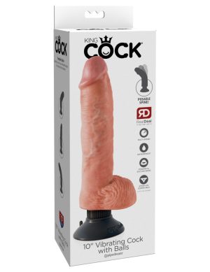 King Cock 10″ Vibrating Cock with Balls  Light King Cock 10″ Vibrating Cock with Balls  Light