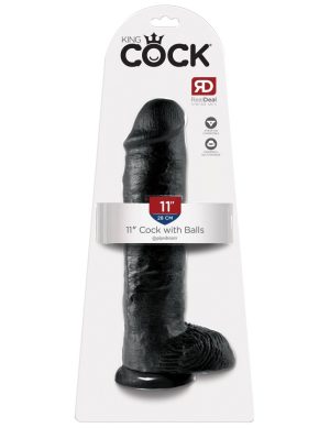 King Cock 11″ Cock with Balls Black